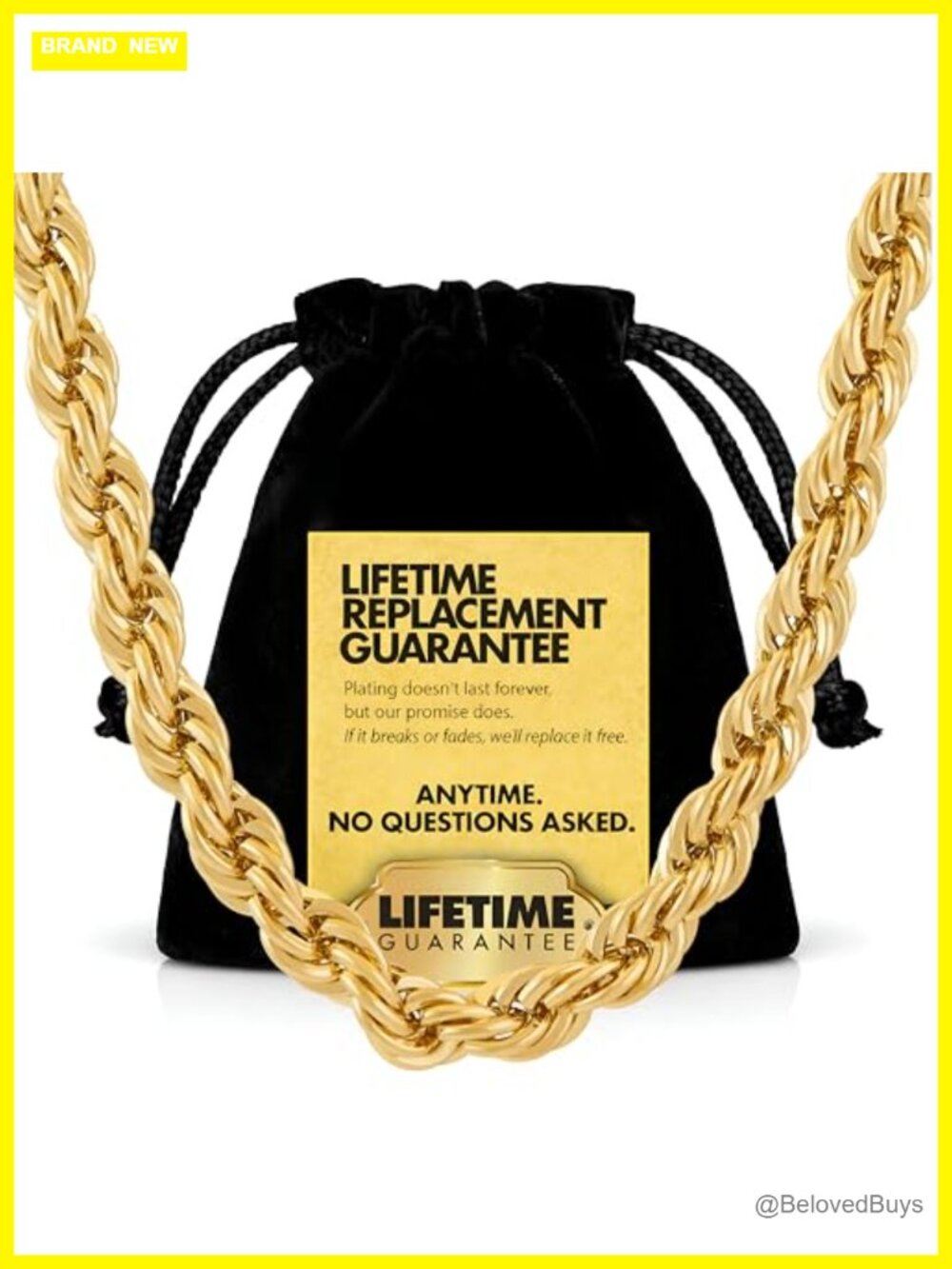 7mm Gold Plated Rope Chain Necklace Diamond Cut Lobster Clasp 22 Inch